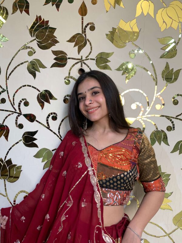 MAROON BLACK CC-4.5 Kutchhi Vintage Maroon Chaniya Choli Set