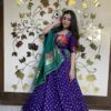 PURPLE GREEN CC-2.5 Purple Bandhani Green Gaji Chaniya Choli Set