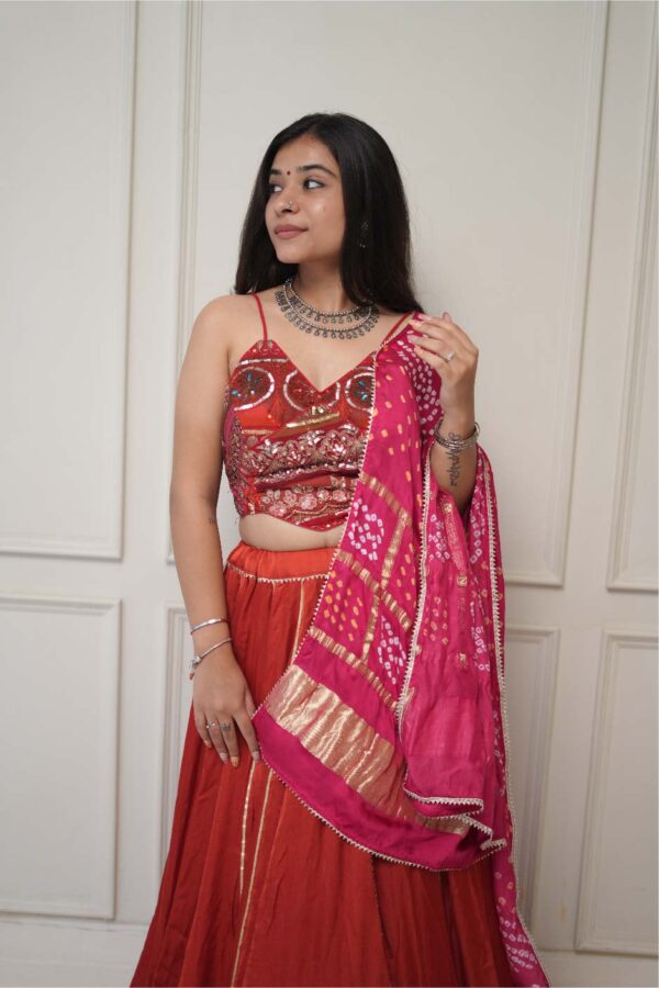 Jagruti Website 03-04 Vintage Rust & Rani Chaniya Choli Set
