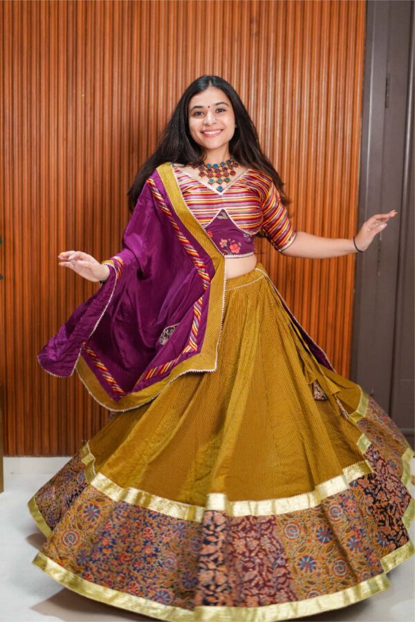 Jagruti Website 06-03 Ajrakh and Floral Chaniya Choli Set