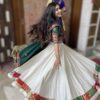 WHITE GREEN CC-5.4 Kutchi Vinatge Green White Chaniya Choli Set