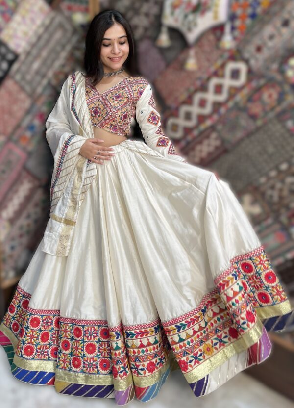 WHITE & WHITE CC-7.1 Pearl White Embroidery Chaniya Choli Set