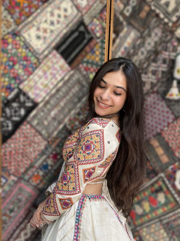 WHITE & WHITE CC-7.3 Pearl White Embroidery Chaniya Choli Set