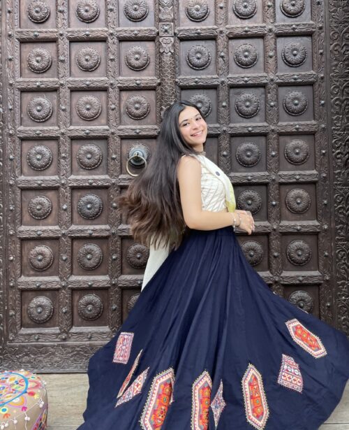 blue & white cc set-9.3 Patch Work Chaniya Choli Set